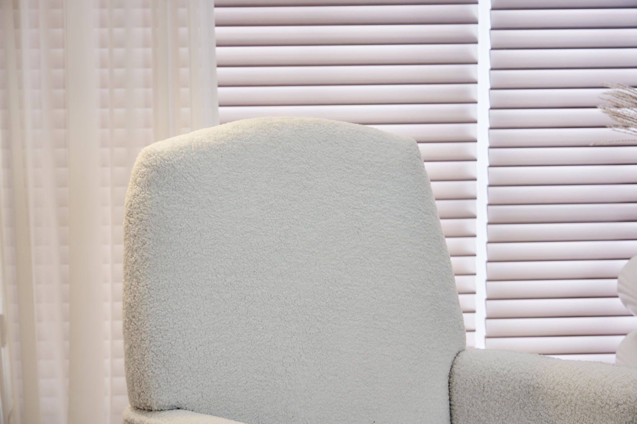 Teddy Fabric Nursery Rocking Chair With Adjustable Footrest - Ivory