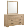 Merritt - 6 Drawer Dresser With Mirror - Light Oak