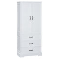 Tall Bathroom Storage Cabinet With 2 Doors And Drawers, Adjustable Shelf - White