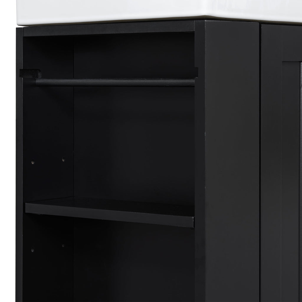 Modern Bathroom Vanity With Sink, Storage Cabinet, Drawer & Side Shelf