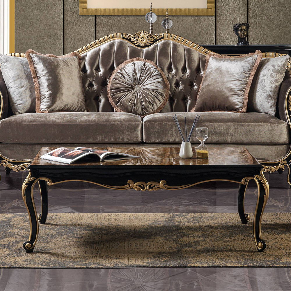 Betria - Coffee Table - Engineered Stone Top, Gold & Black
