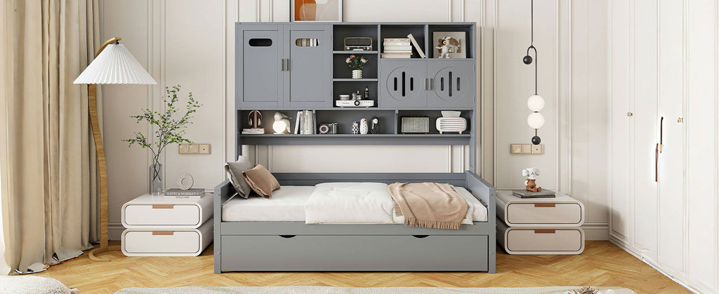Daybed & All-In-One Cabinet And Shelf