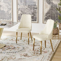 Modern Sponge-Filled Dining Chair, Solid Wood Metal Legs, Suitable For Restaurants, Living Rooms And Rooms (Set of 2) - White