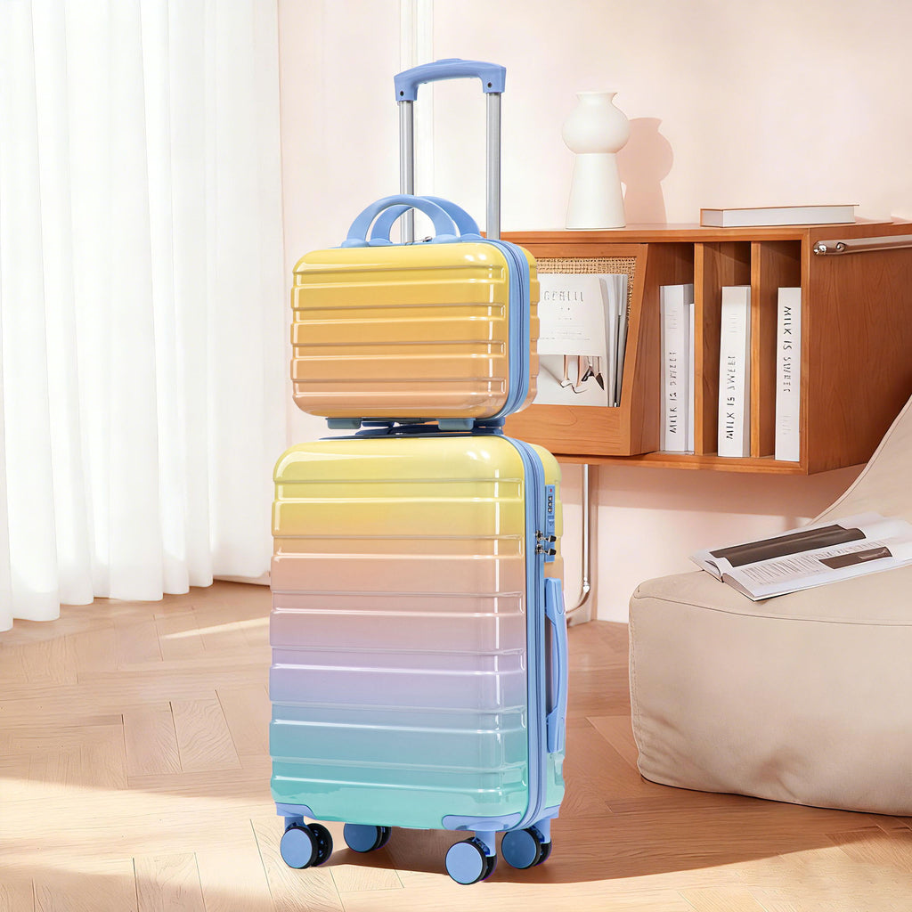Luggage Set 14" / 20" With Combination Lock And Cosmetic Case