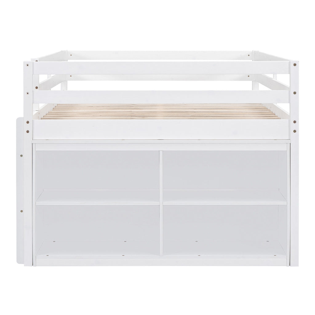 Loft Bed With Retractable Writing Desk And 4 Drawers, With Lateral Portable Desk And Shelves