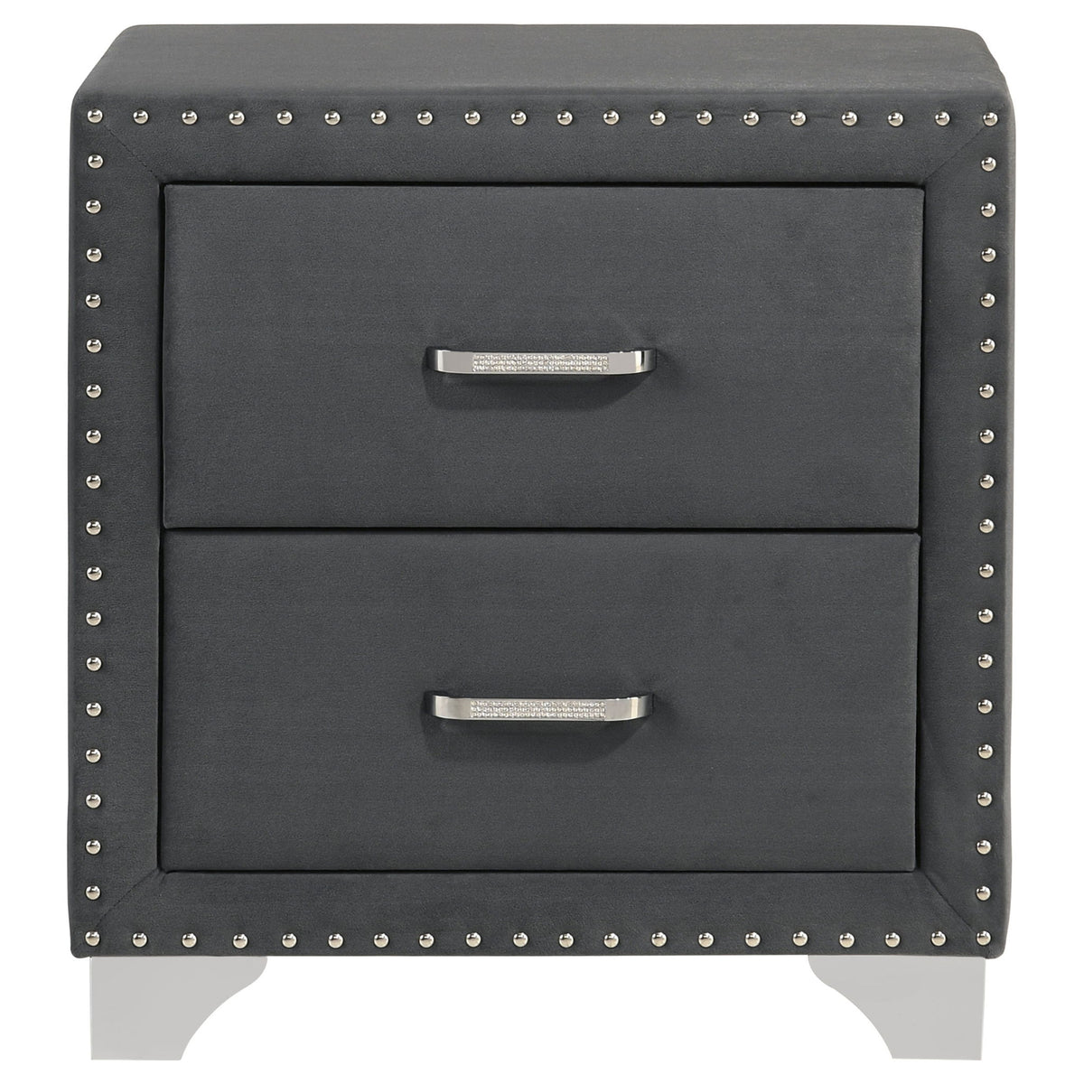 Upholstered 2 Drawer Nightstand With Accents