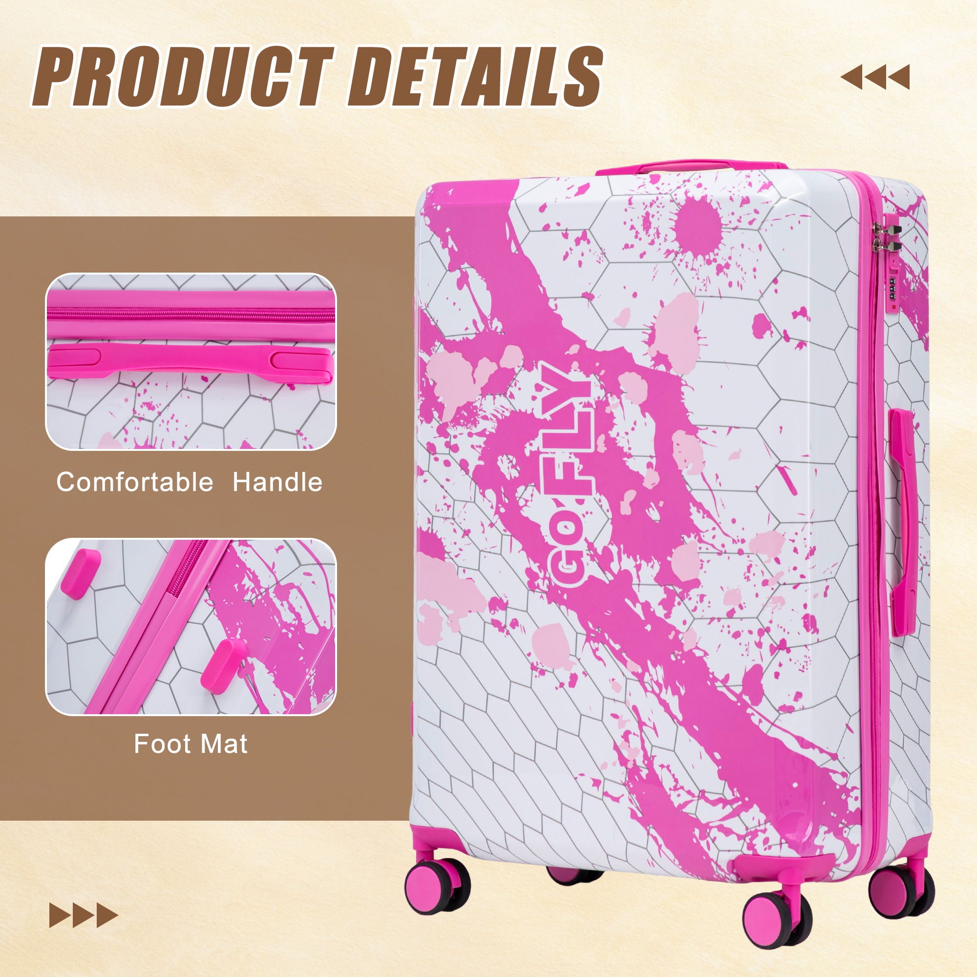 Luggage With Printed Pattern, Combination Lock