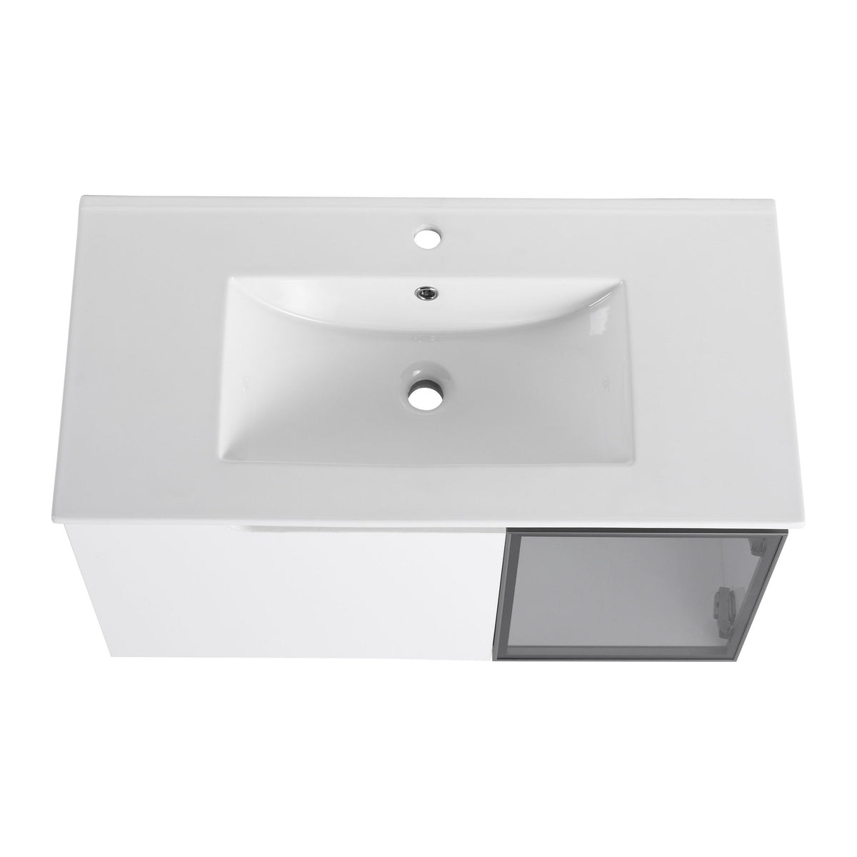 Wall Mounted Bathroom Vanity With Sink, Cabinet & Half Door