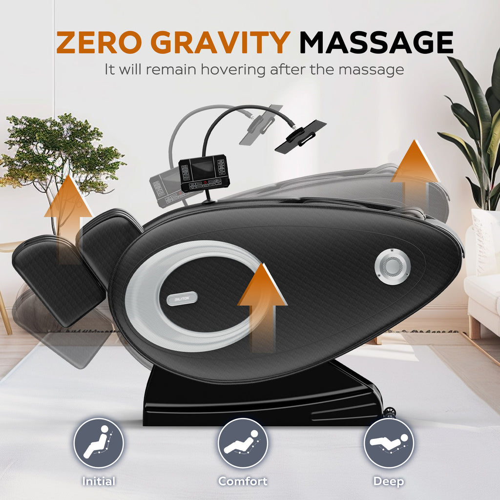 Massage Chair Recliner, Zero Gravity With Full Body Air Pressure - Black