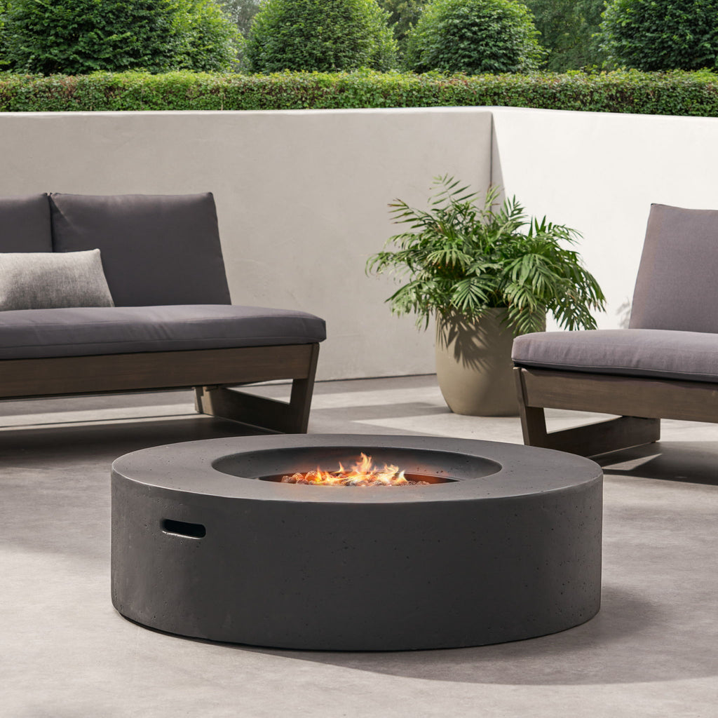 Modern Lightweight Concrete Outdoor Circular Fire Pit 50, 000 Btu