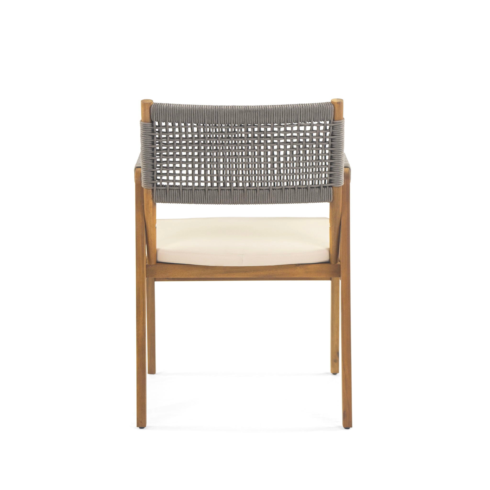 Outdoor 7 Pieces Patio Slat Design Acacia Upholstered Dining Set