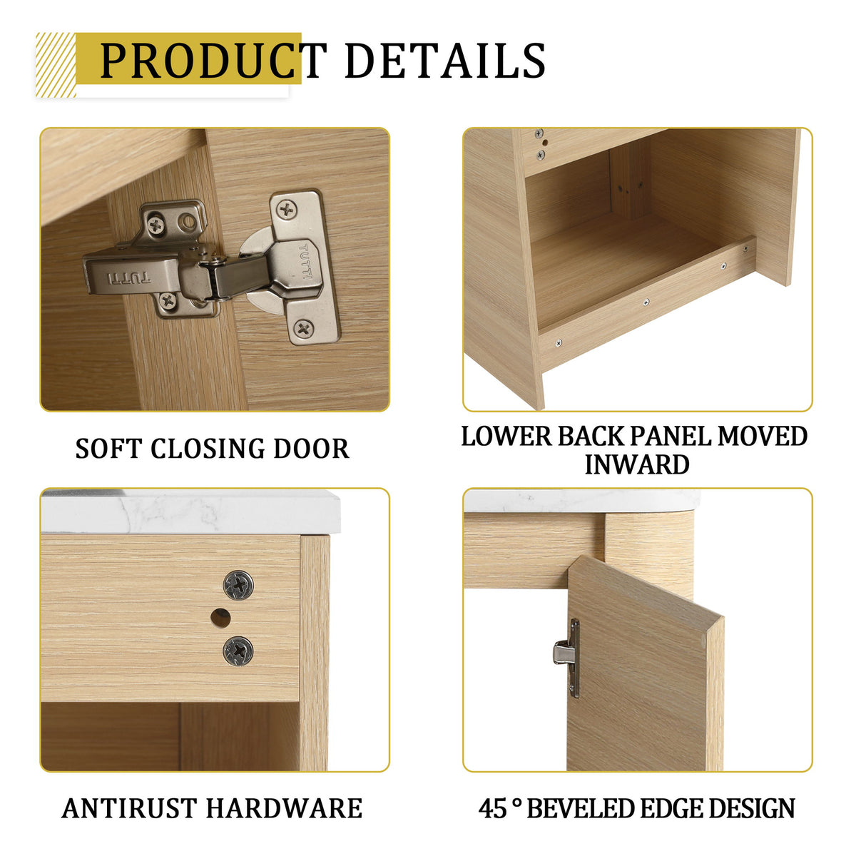 Mounted Bathroom Vanity & Art Sink & 2 Soft Close Doors