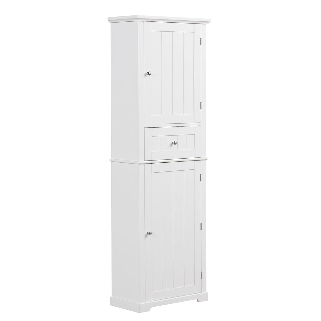 Tall Freestanding Bathroom Storage Cabinet With Drawer And Adjustable Shelf