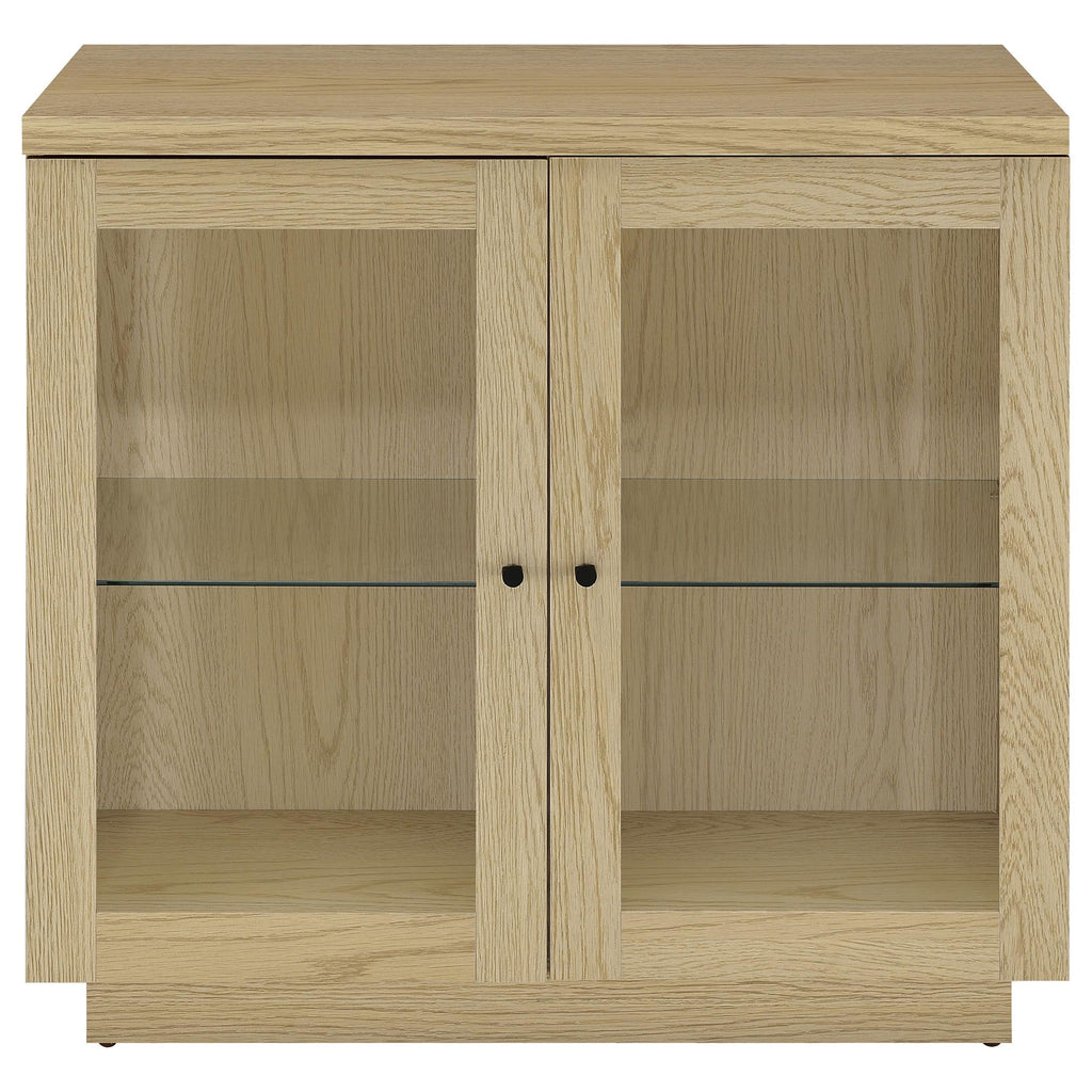 Metro - 2 Door Display Cabinet With Adjustable Shelves - Light Oak