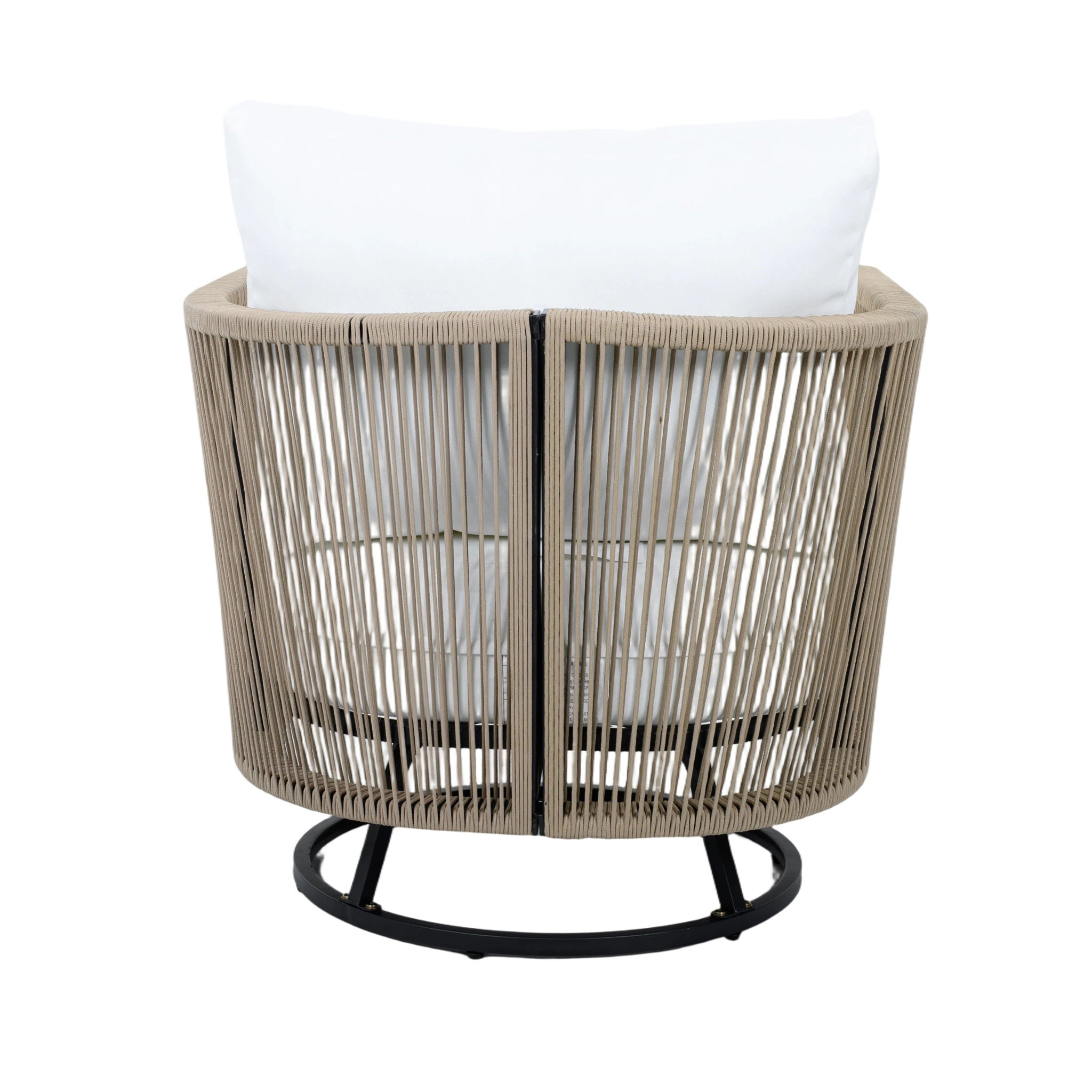 2 Swivel Chairs With Slat Top X Stretcher Side Table - Acacia Wood / Beige
