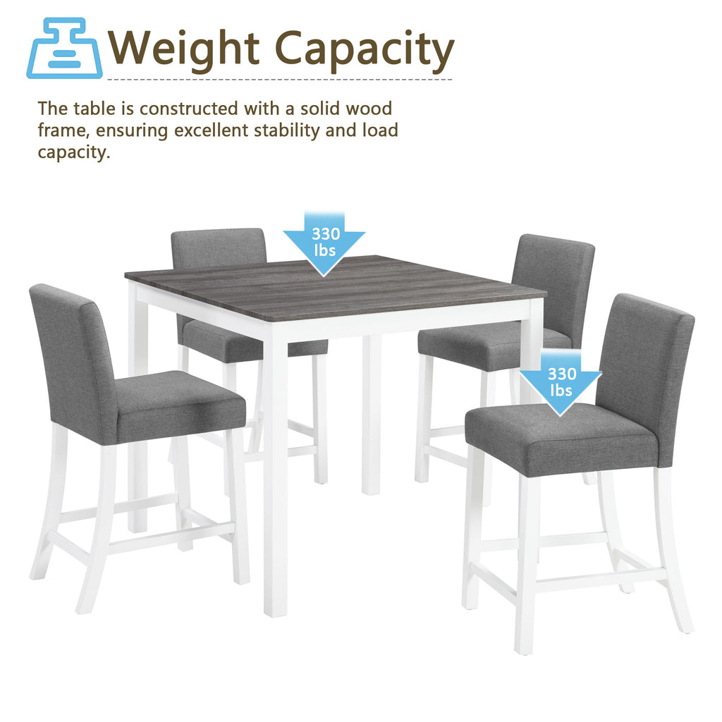 5 Piece Counter Height Table Set With 4 Chairs