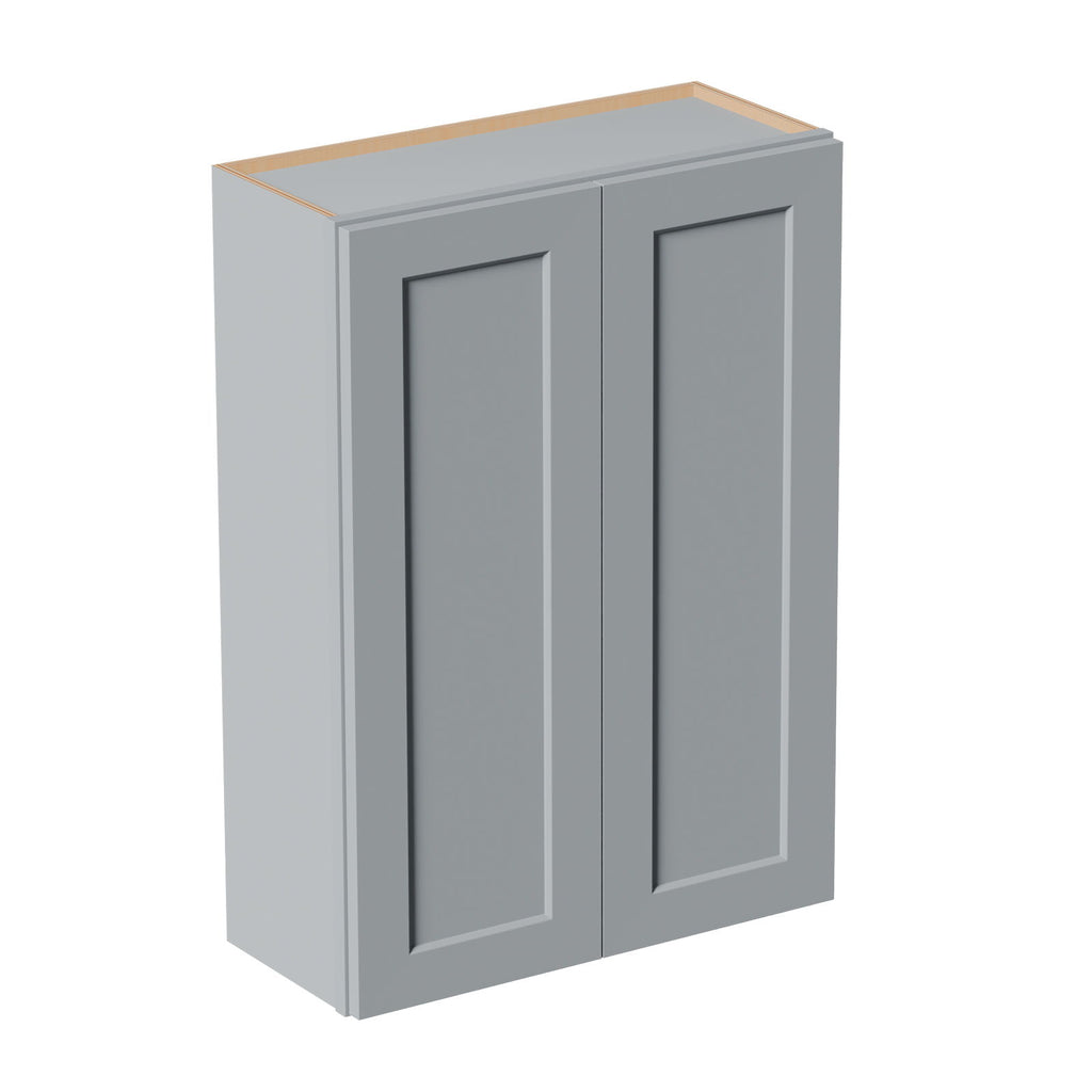 Shaker Wall Cabinet, Soft Close Doors, Adjustable Shelves, Double Door Storage - Gray