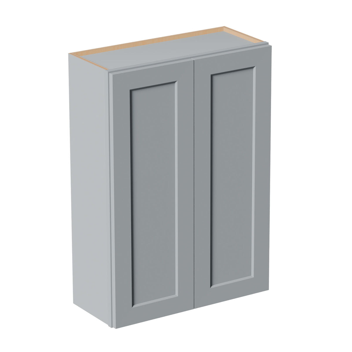 Shaker Wall Cabinet, Soft Close Doors, Adjustable Shelves, Double Door Storage - Gray