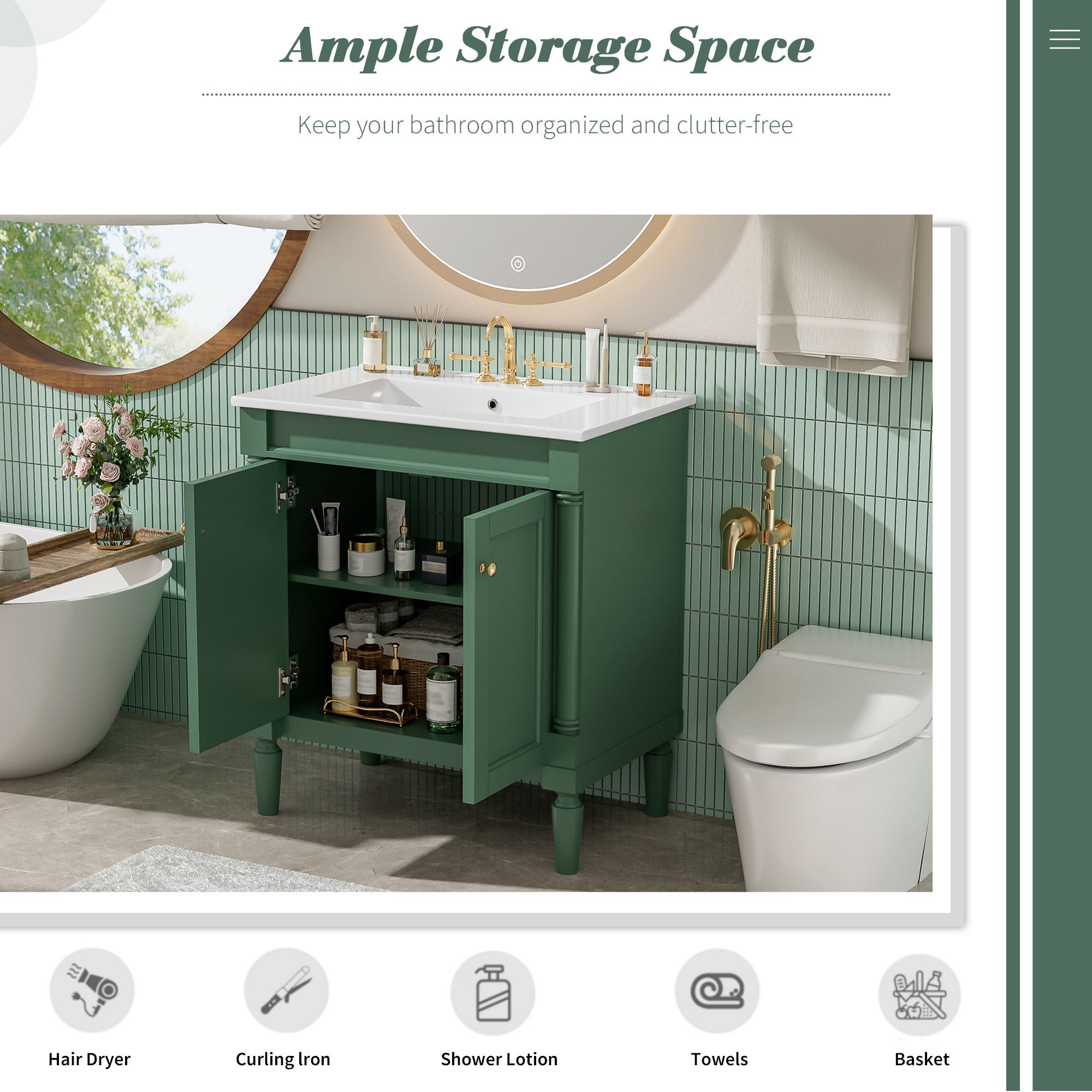 Bathroom Vanity Cabinet With Sink, Soft Close Doors, Storage Cabinet