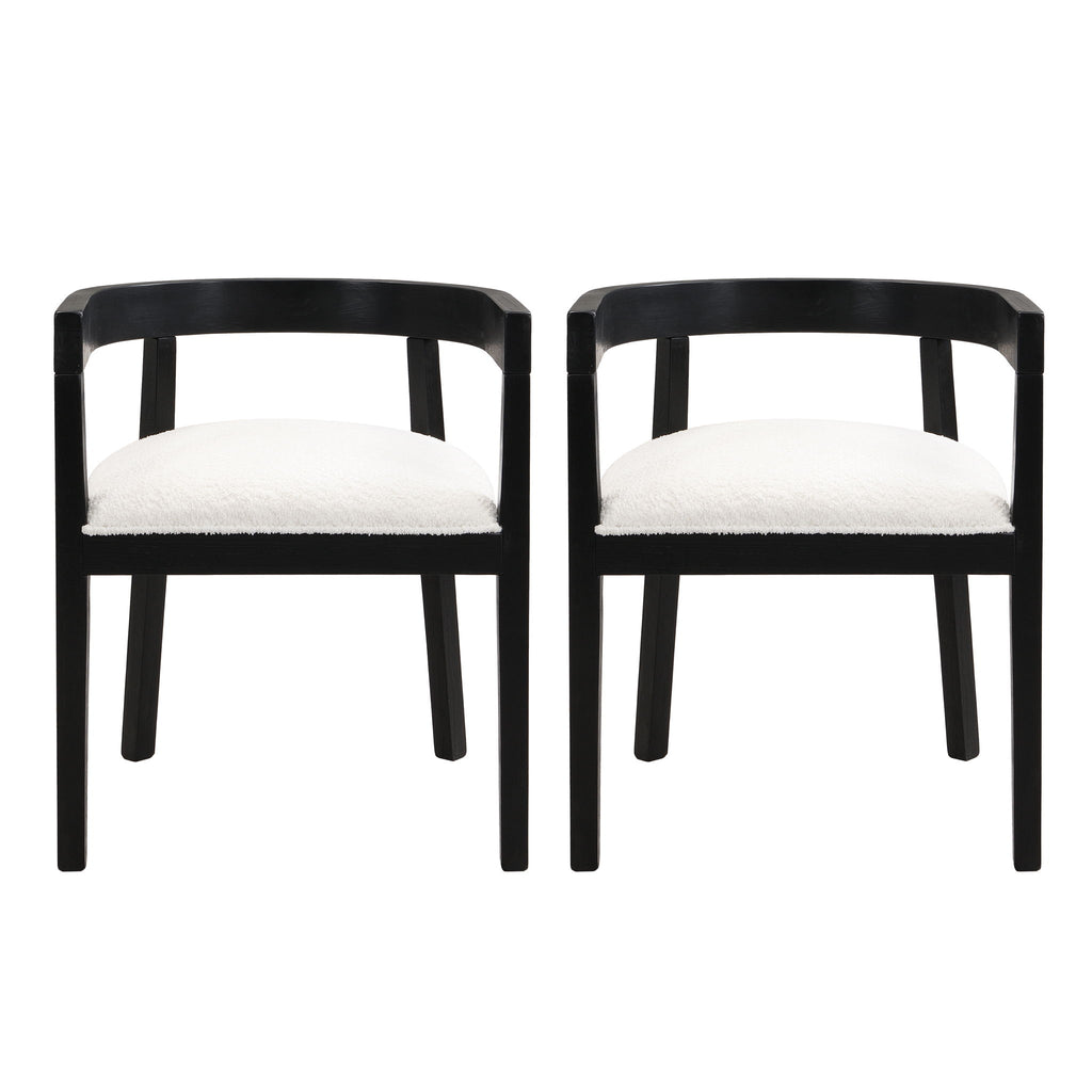 Elegant 7 Piece Dining Set With Cushioned Seats - Beige / Black
