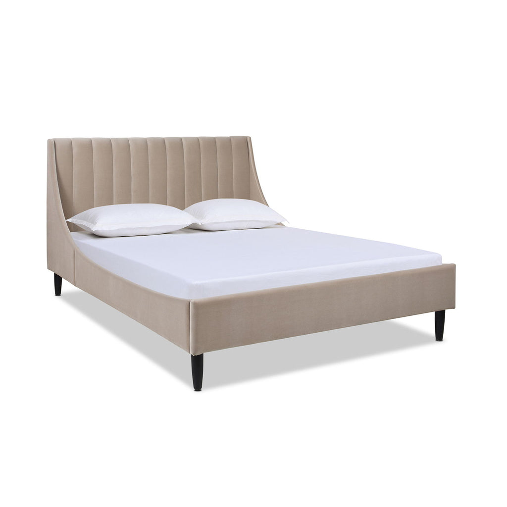 Aspen - Queen Vertical Tufted Modern Headboard Platform Bed Set - Mink