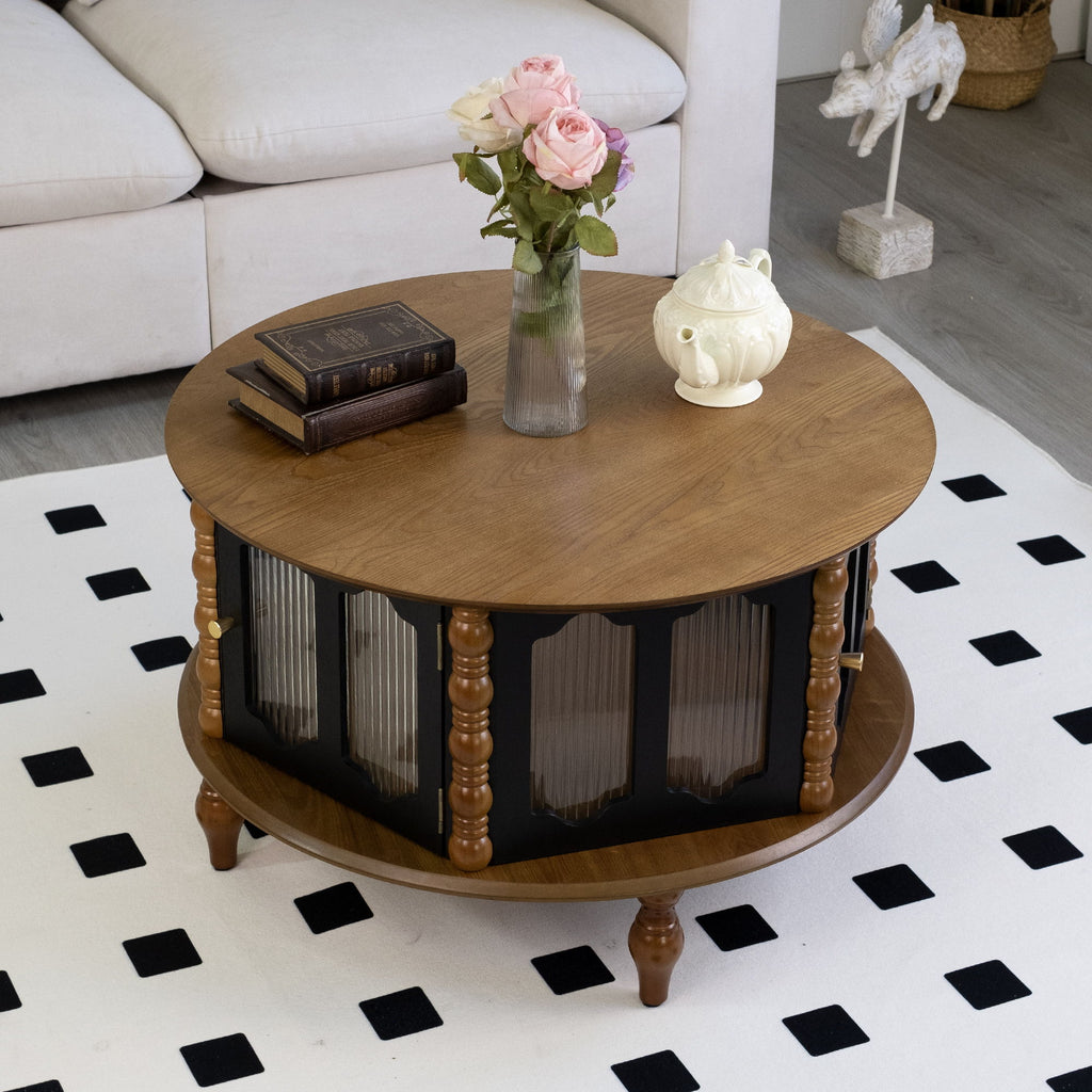 Round 3 Door Storage Coffee Table For Living Room