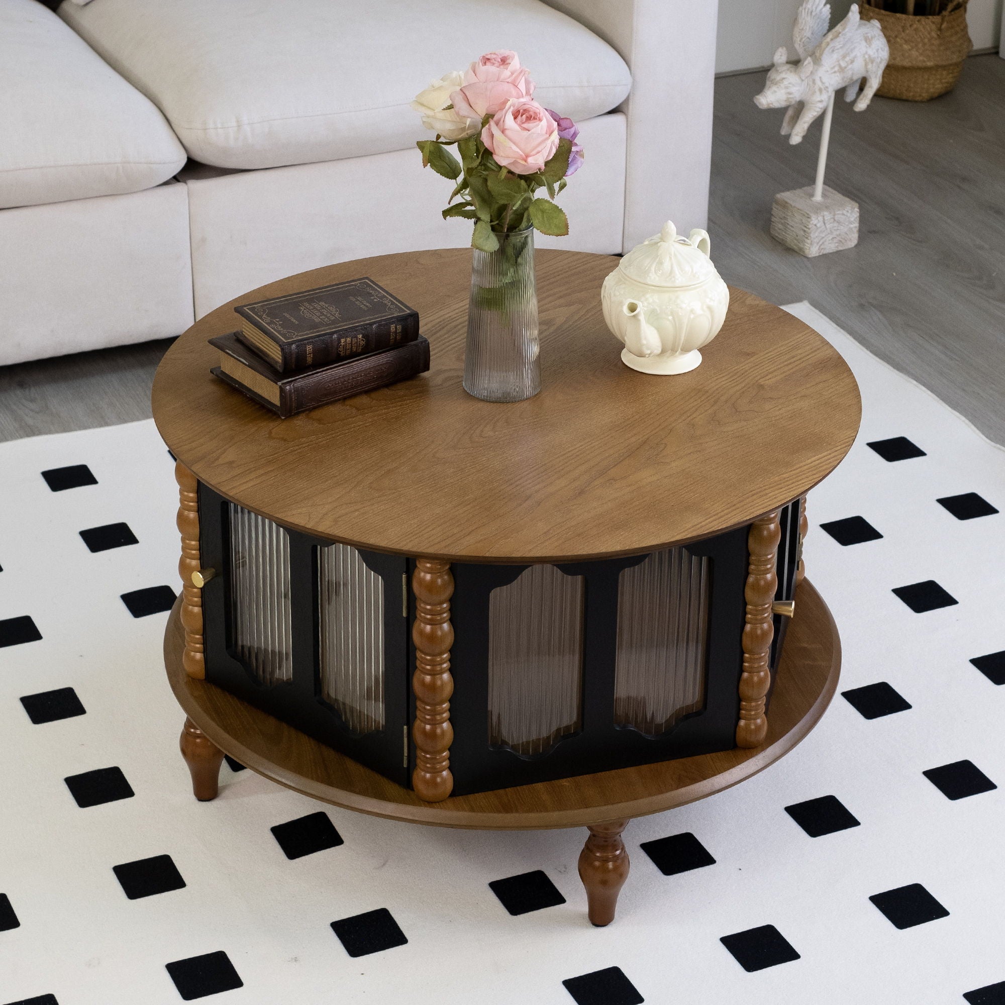 Round 3 Door Storage Coffee Table For Living Room