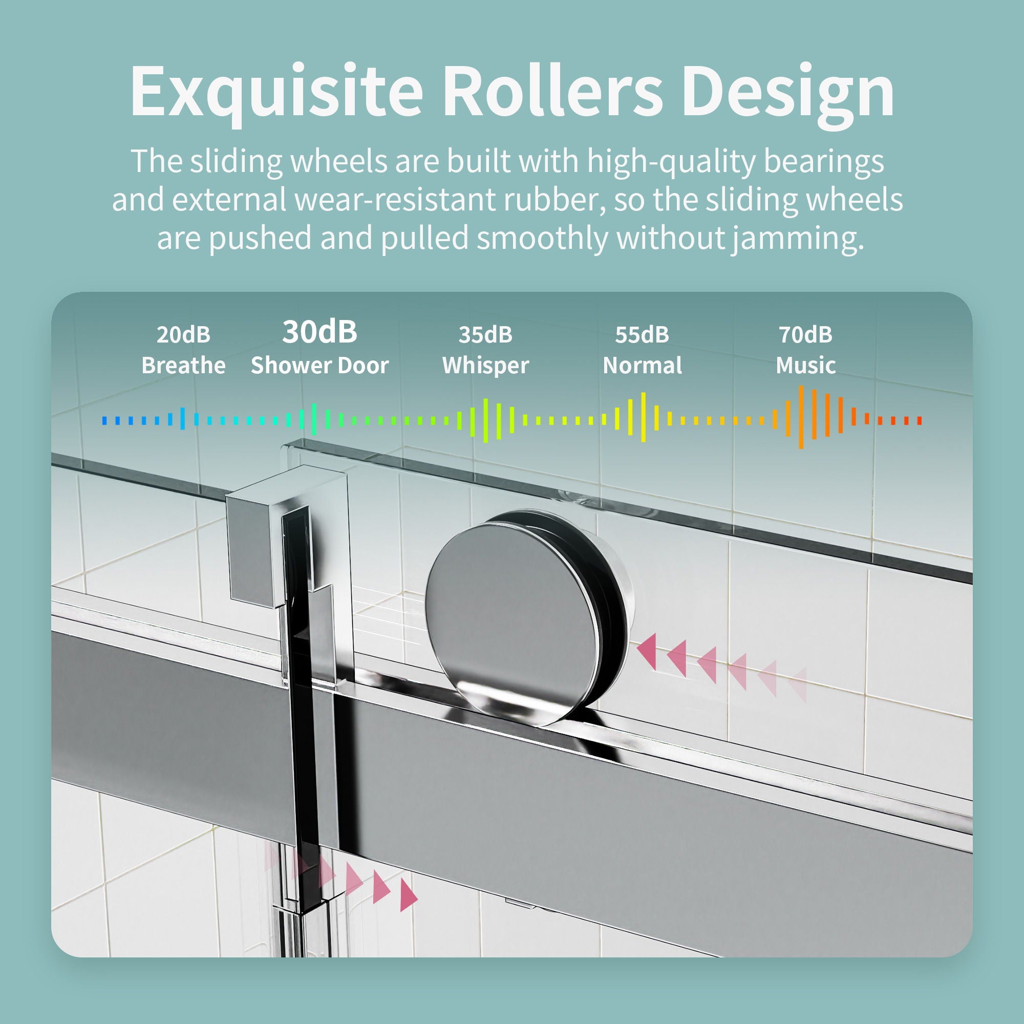 Frameless Sliding Shower Door With Soft- Close, 3 / 8" Tempered Glass