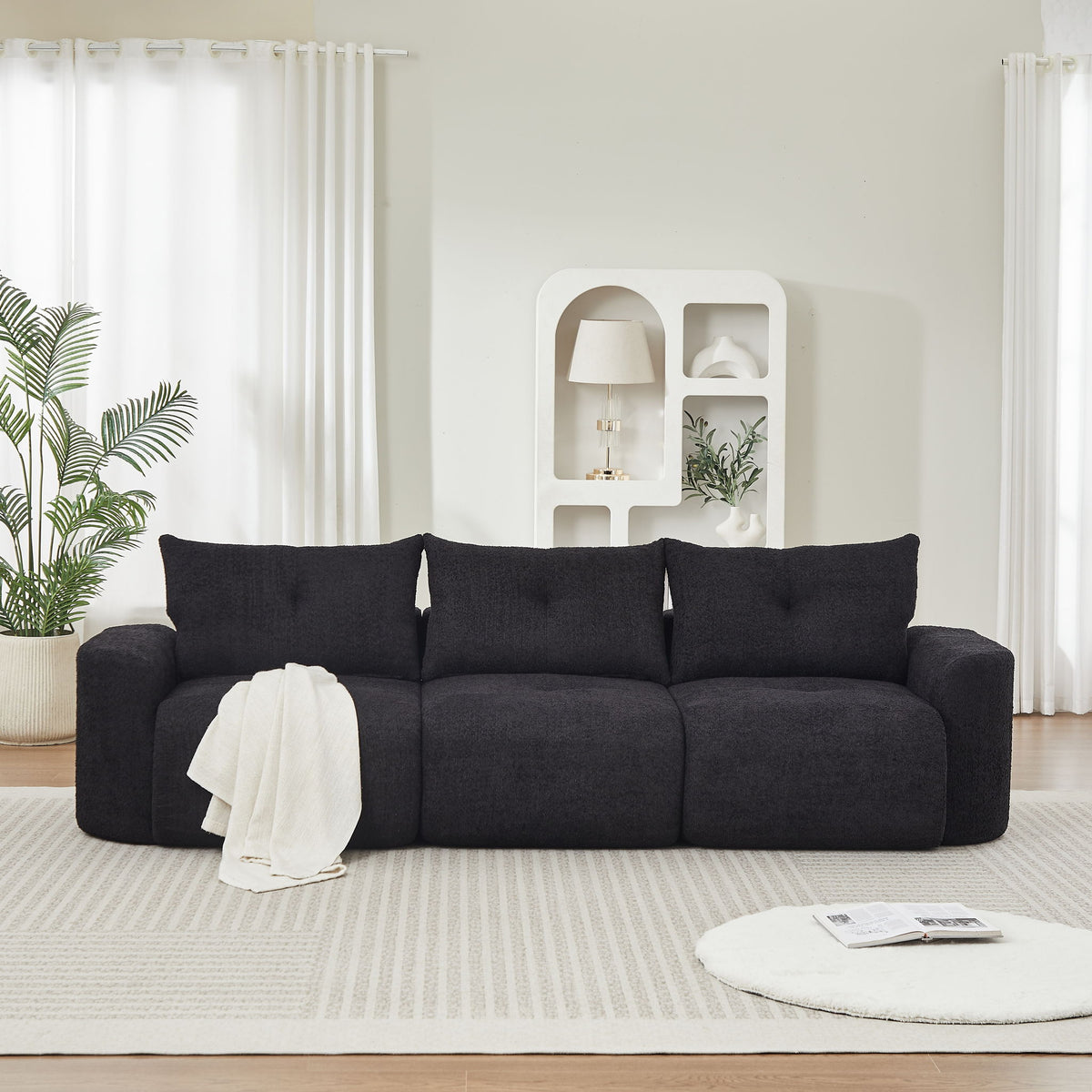 3 Seater With Thickened Armrests Sofa For Living Room