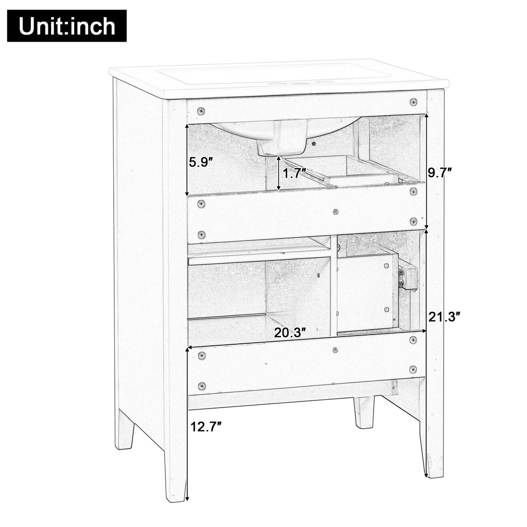Bathroom Vanity With Storage, Removable Dividers