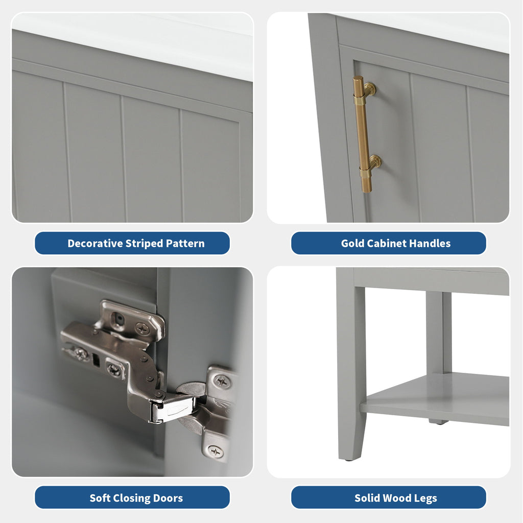 Modern Bathroom Vanity With Sink, Soft-Closing Door And Open Shelf