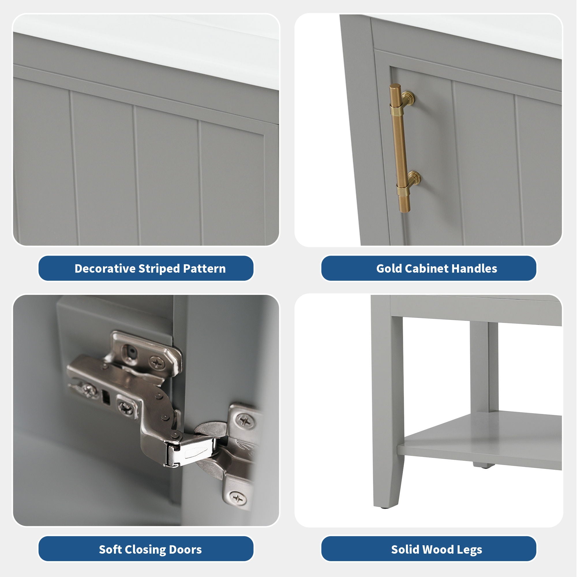 Modern Bathroom Vanity With Sink, Soft-Closing Door And Open Shelf