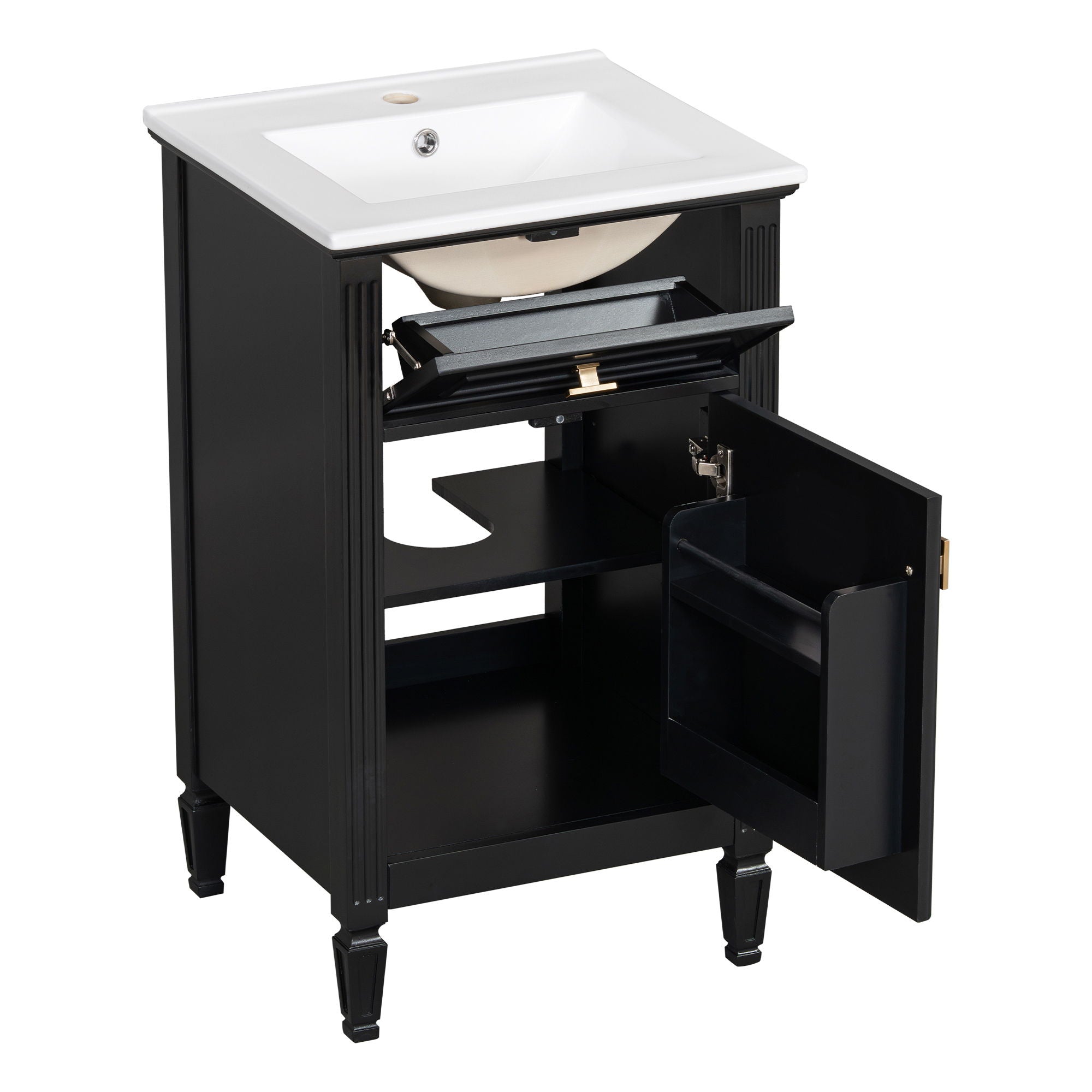 Bathroom Vanity With Sink, Adjustable Shelf, Tilt-Out Drawer