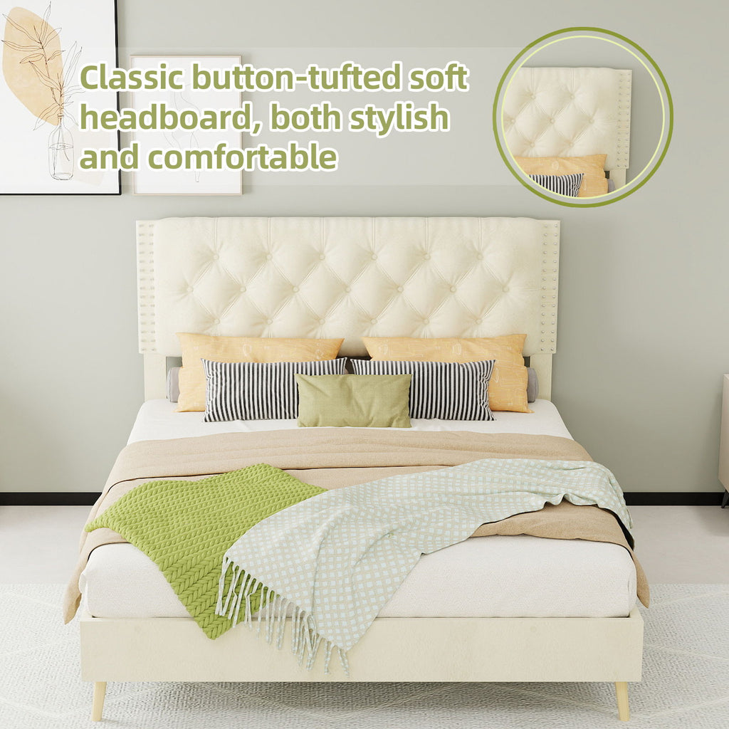 Upholstered Bed With Tufted Headboard