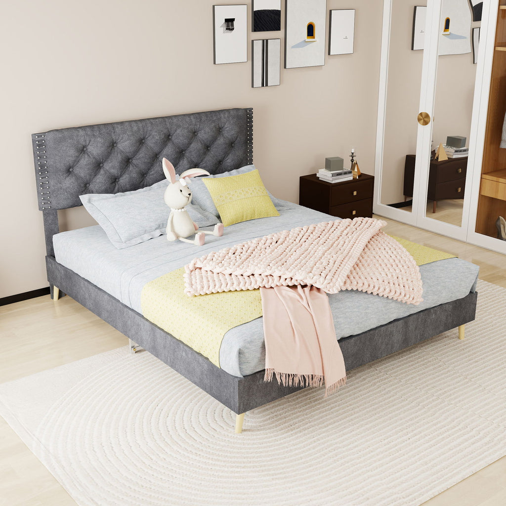 Upholstered Bed With Tufted Headboard