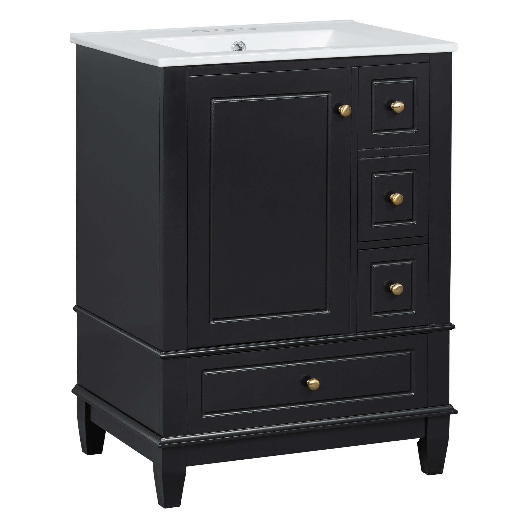 Modern Bathroom Vanity With Sink, Freestanding Cabinet With Drawers And Storage Shelves