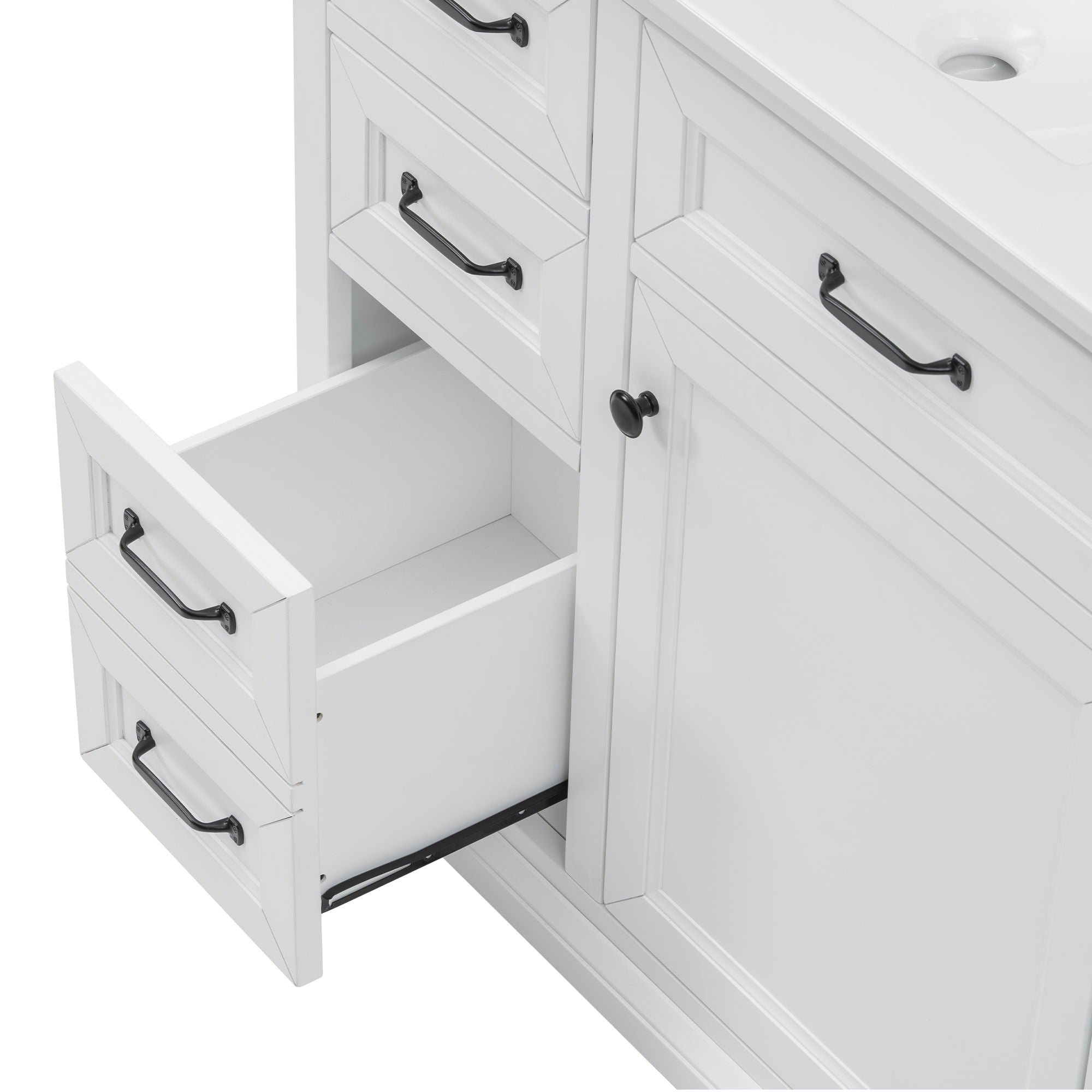 Modern Bathroom Vanity With Sink Top, 4 Drawers And 1 Soft-Close Door