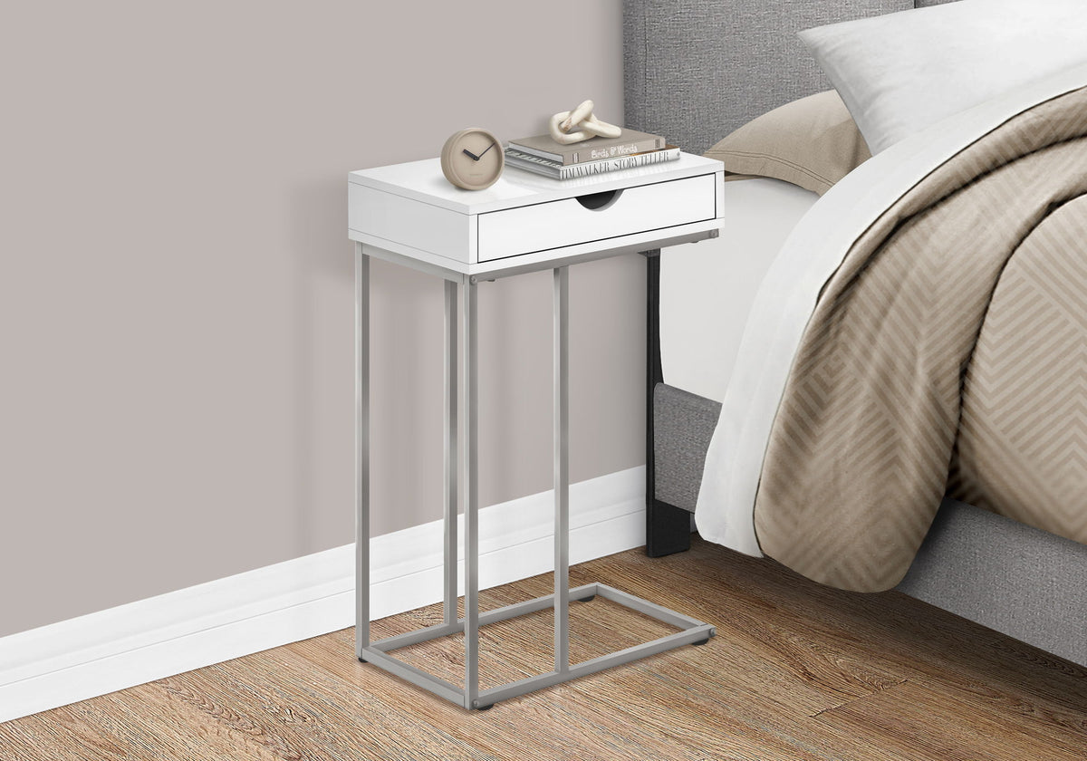Accent Table, C - Shaped Modern - White