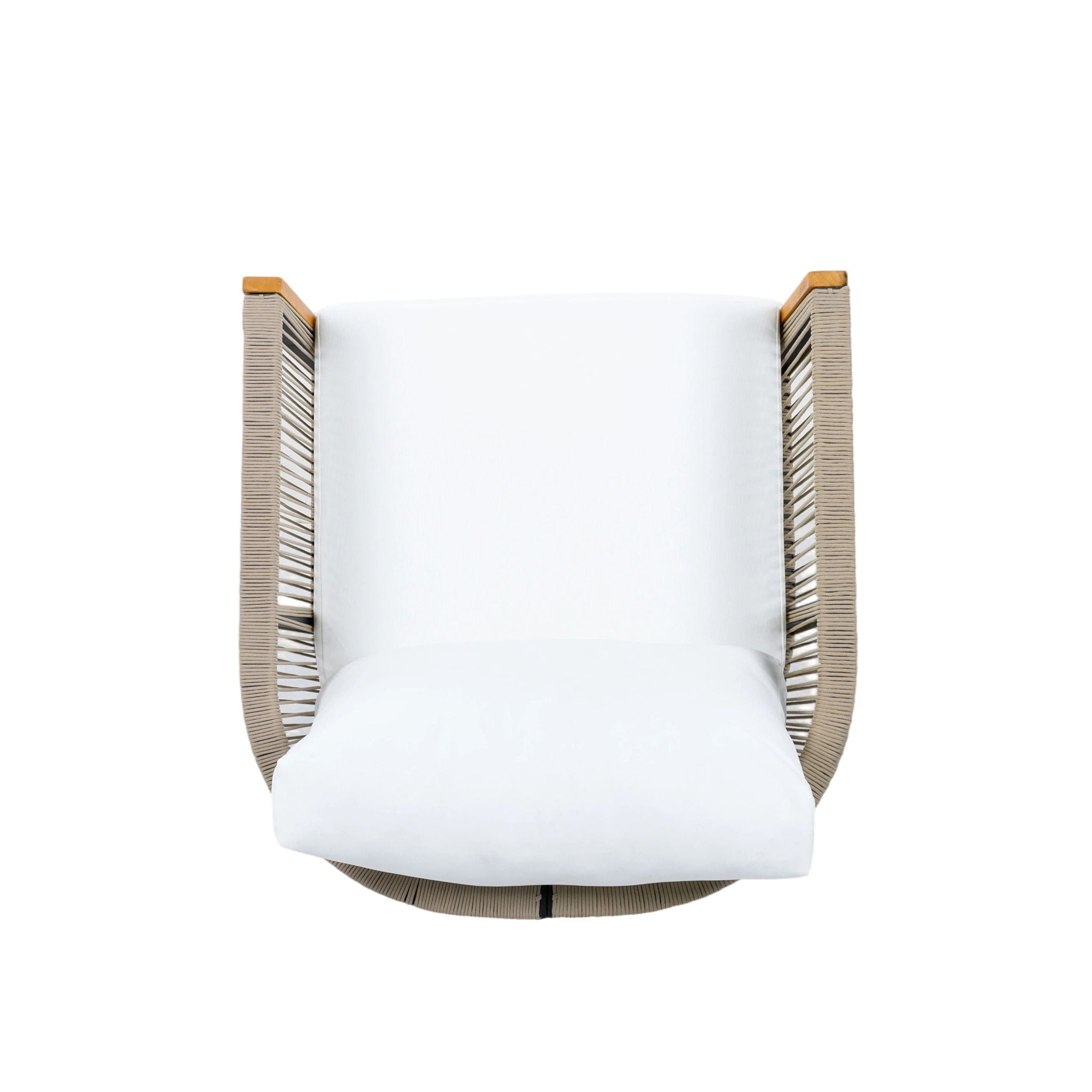 2 Swivel Chairs With Slat Top X Stretcher Side Table - Acacia Wood / Beige