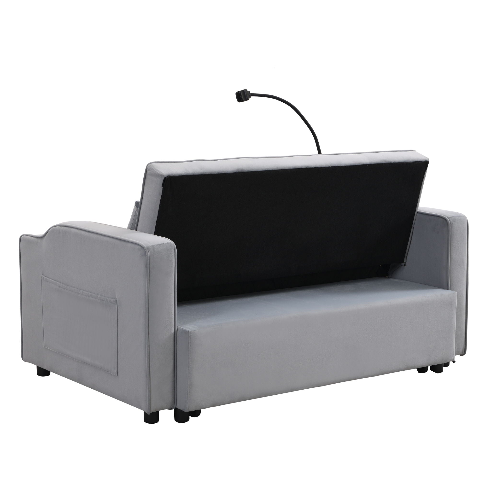 Modern Loveseat Futon Sofa With Pullout Bed, Adjustable Reclining Backrest, Toss Pillows