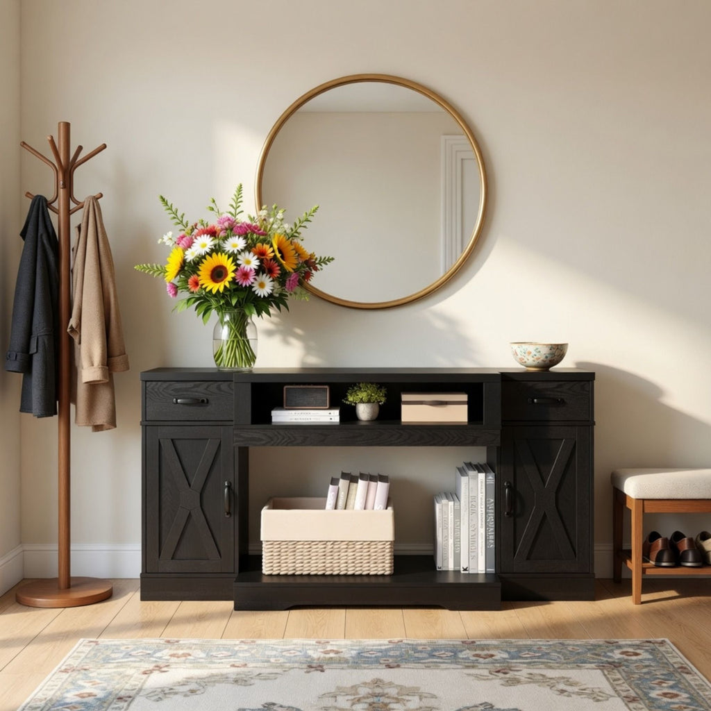 TV Stand With Adjustable Shelves & Double Doors
