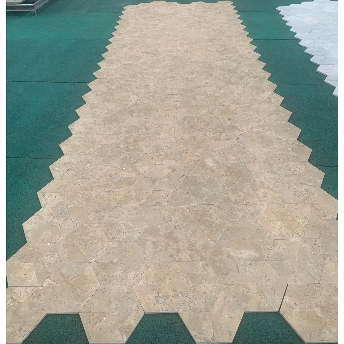 Hexagon Marble Tile For Floor And Wall Honed Stone 1 Box With (Set of 12) - Beige / Gold