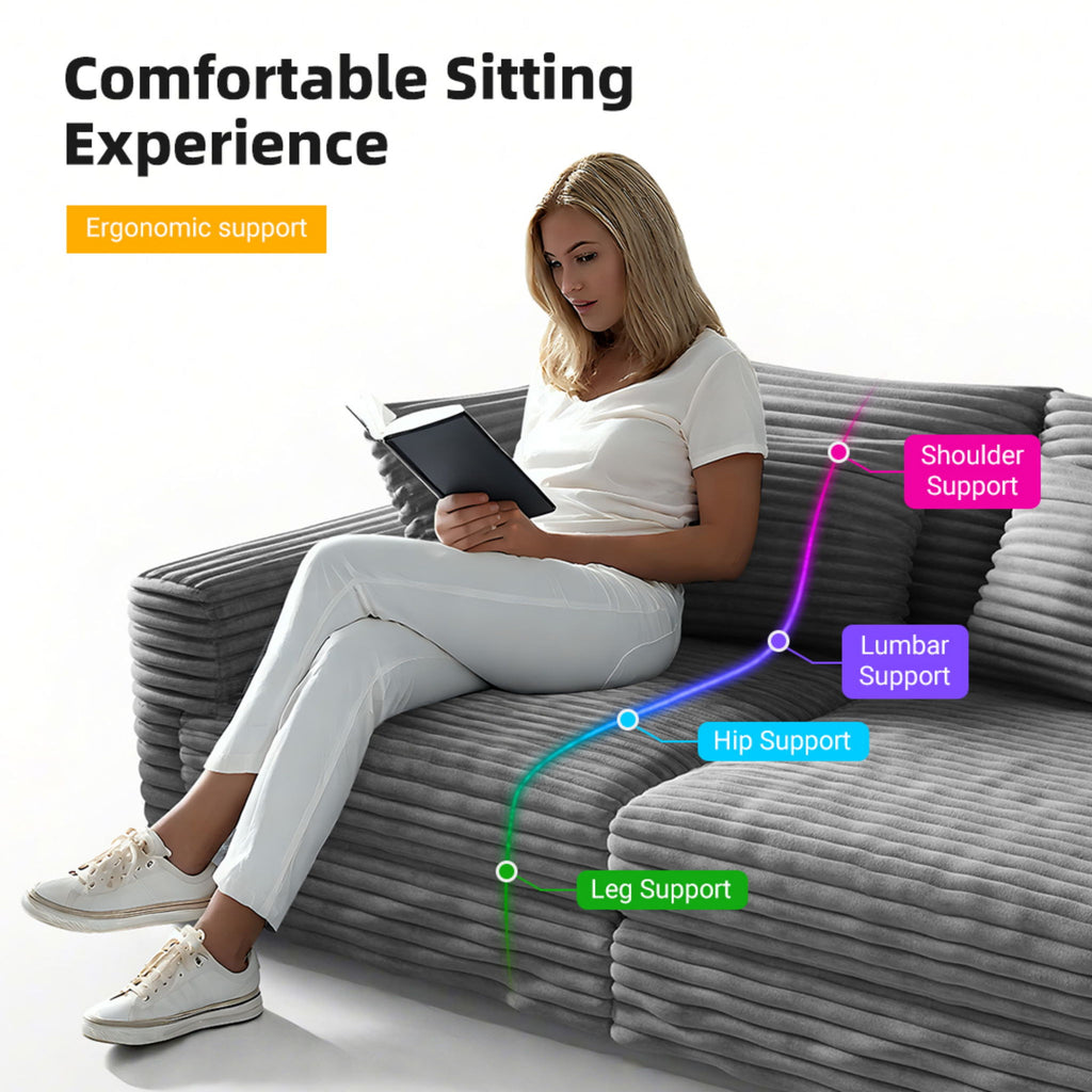 4 Seat Sofa, Modern Comfy Upholstered Sofa Cloud Couch, Deep Seat Couches With Soft Pillows