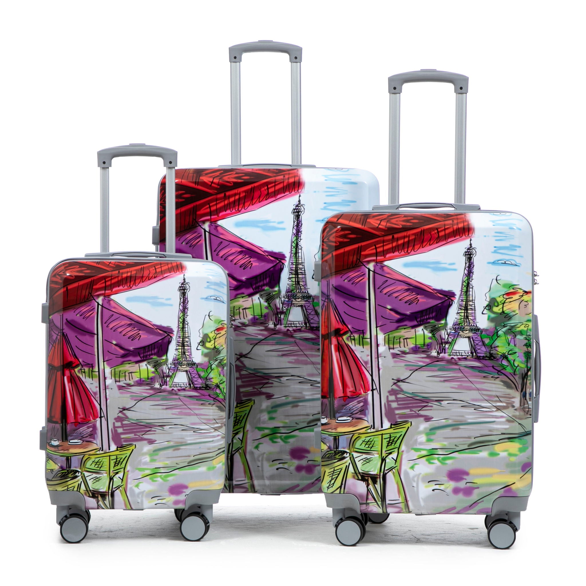 3 Piece Spinner Luggage Set 20" / 24" / 28" With Combination Lock And Silent Wheels - Coffee