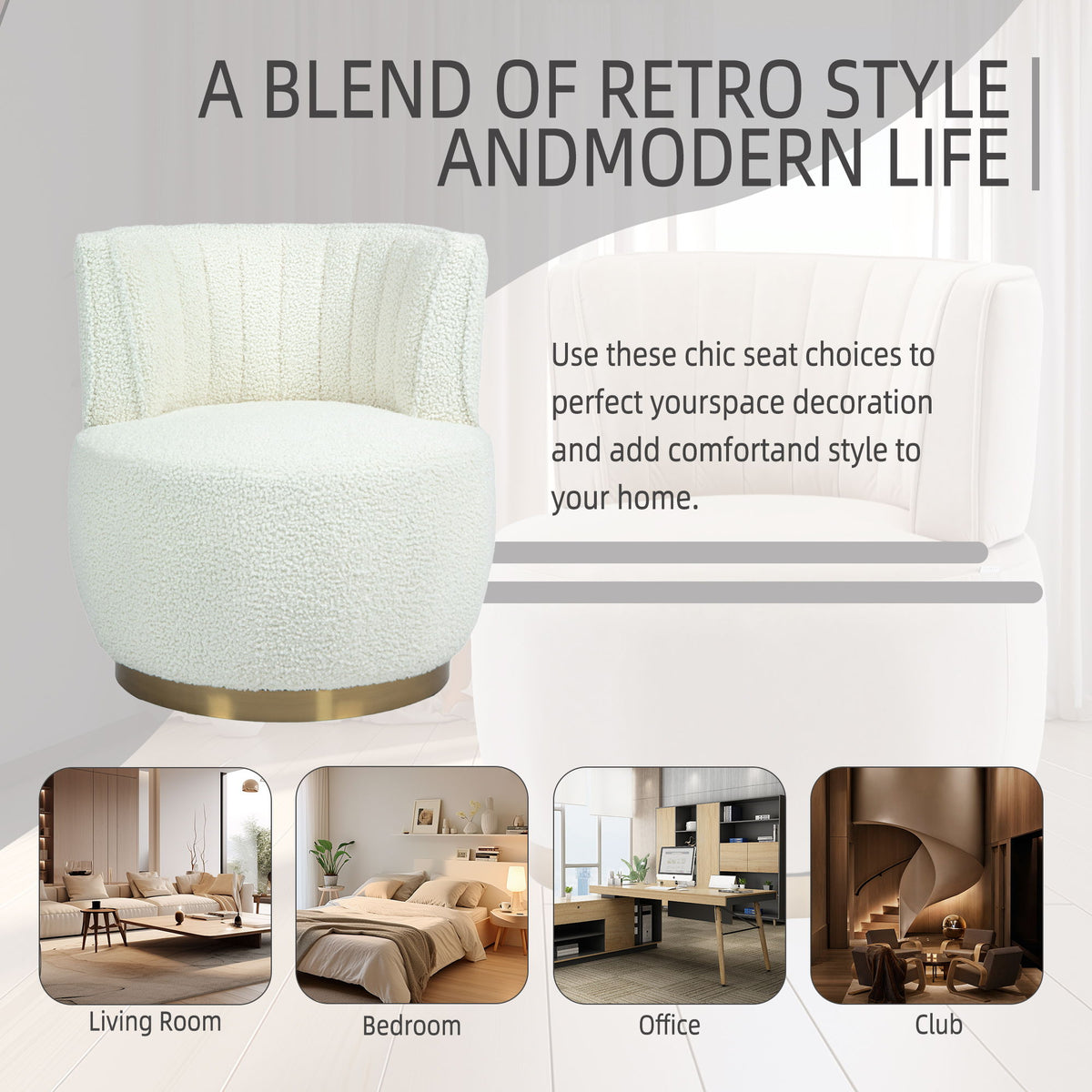 360 Degree Swivel Cuddle Barrel Accent Sofa Chair
