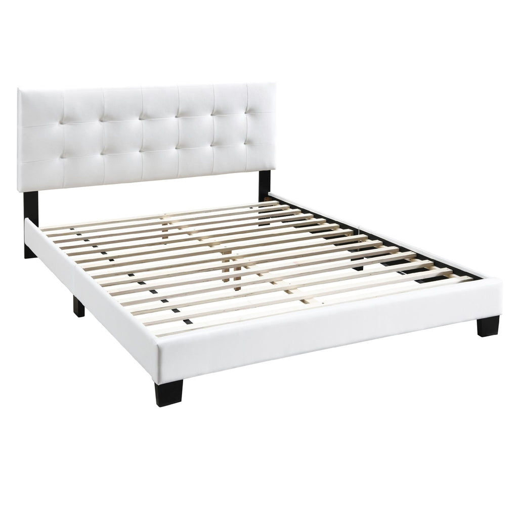 Modern Style Bed With Upholstered Rectangle Headboard