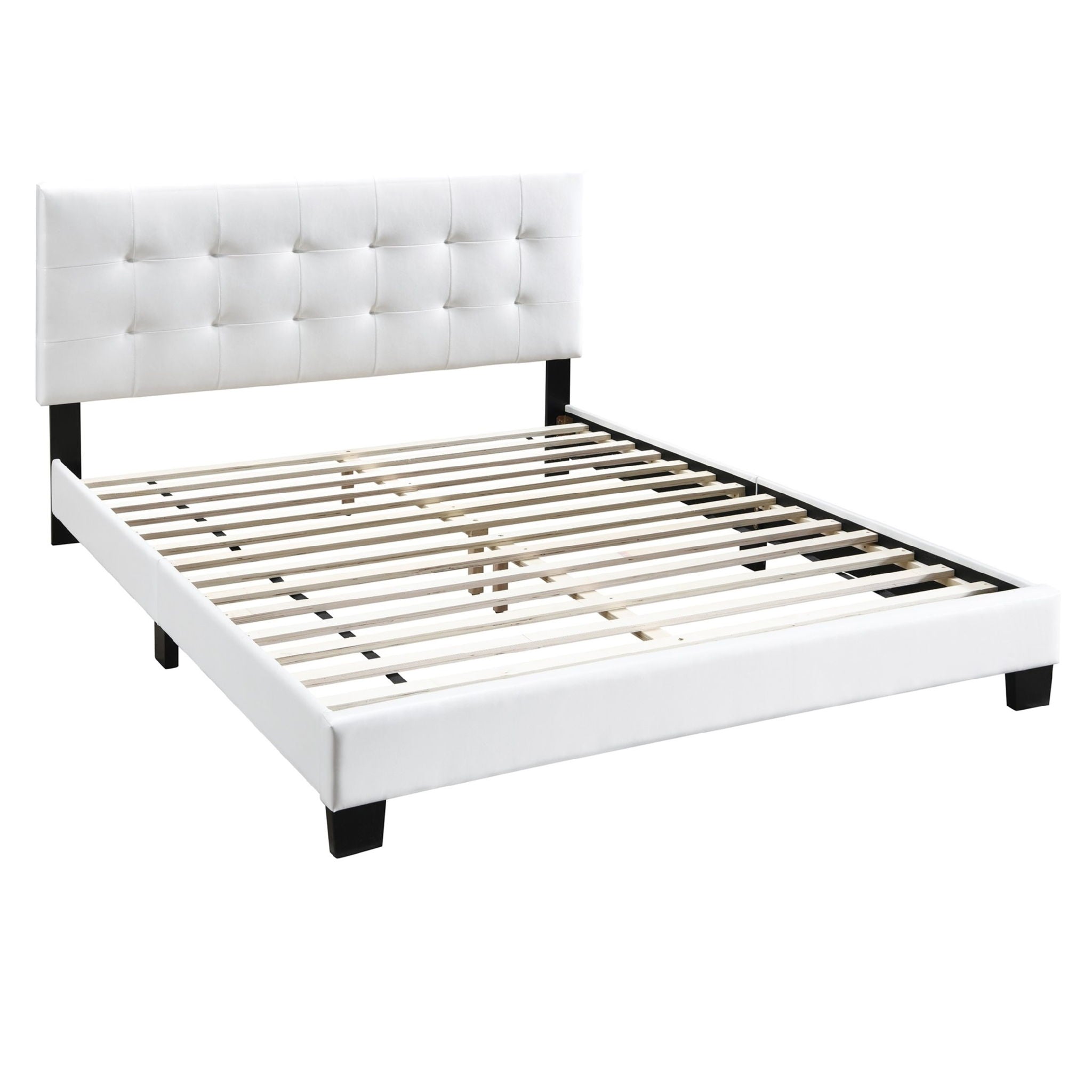 Modern Style Bed With Upholstered Rectangle Headboard
