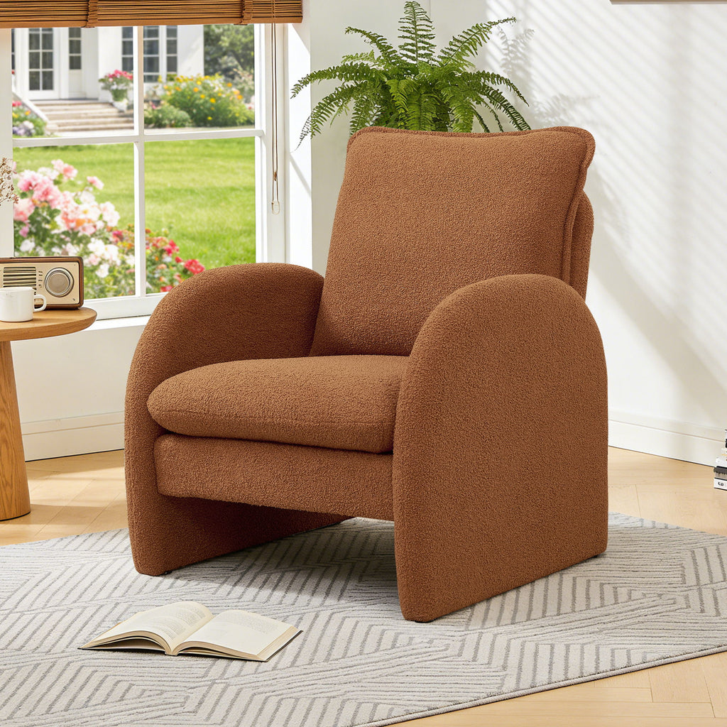 Modern Sherpa Upholstered Accent Chair, Comfortable Living Room Armchair, Lounge Chair For Bedroom, And Office