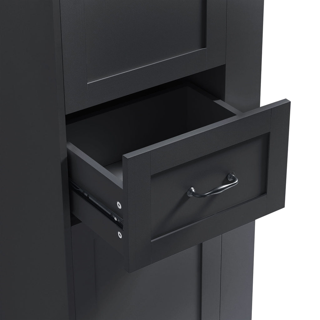 Modern Tall Storage Cabinet With Tilt-Out Compartment, Adjustable Shelves