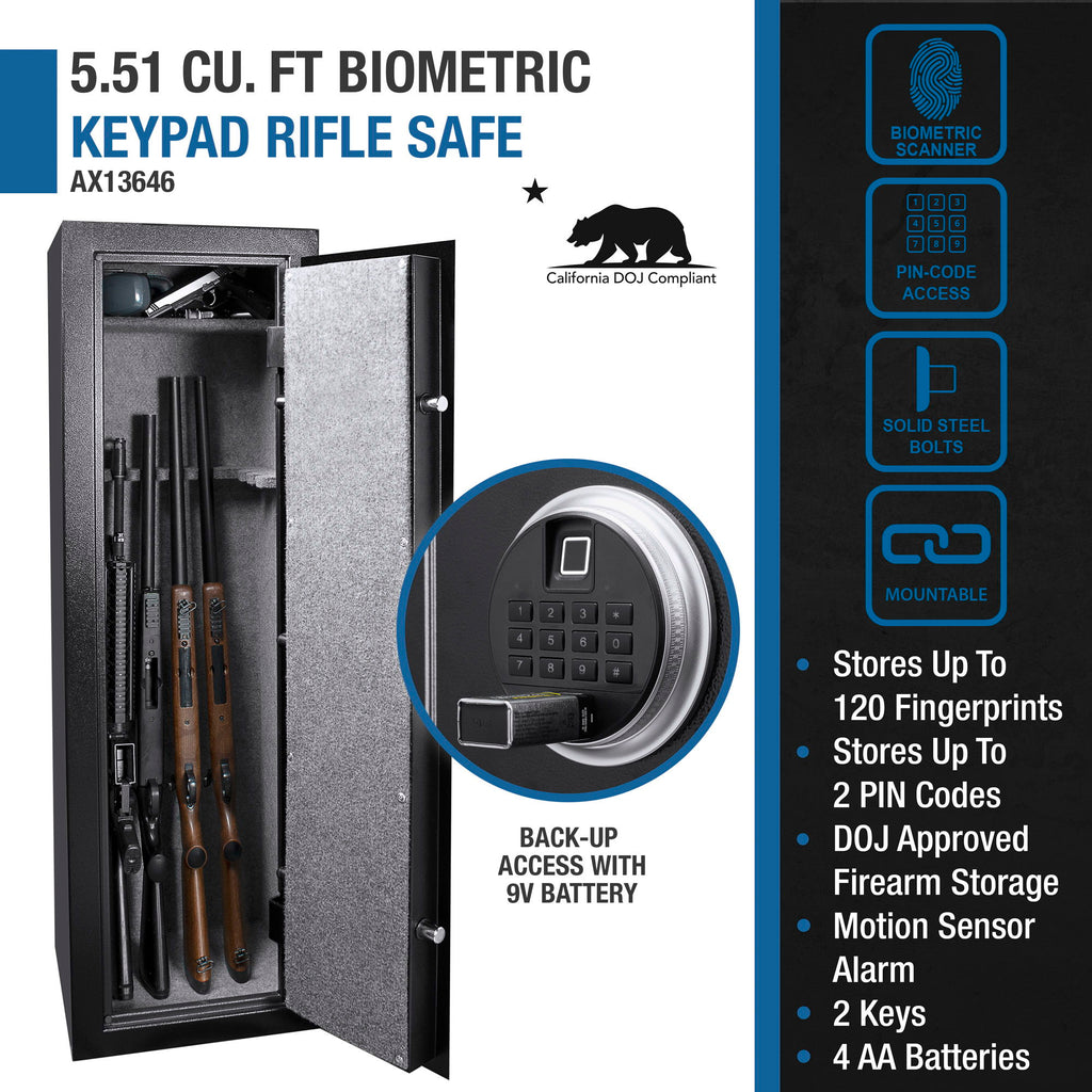 5.51 Cubic Ft Biometric Keypad Riflesafe - Black